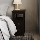End Table Narrow Nightstand With Two Drawers And Open Shelf-Brown W28206526