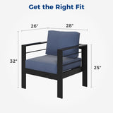 Aluminum Outdoor 2 Pcs Sofa Patio Couch, All-Weather Metal Outdoor Couch with 5" Thick and Soft B082P232957