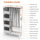 ZUN Portable Closet Wardrobe Clothes Storage Cabinet Organizer Garment Hanging Rack Shelves 92387873