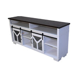 65.3" TV Stand with LED light strips and Iron mesh barn door Y decorative strip white Black walnut W1412P271798