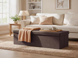 Brown Foldable Storage Ottoman Bench with 660lb Capacity 77946744