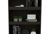 Bookcase, Three Shelves, Double Door Cabinet, Metal Hardware, Black B097132973