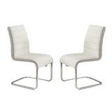 Set of 2 Padded White Leatherette Side Chiars in Chrome Finish B016P156853