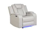 LED & Power Recliner Chair Made With Faux Leather in Ice 659436190283