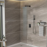 Dual Shower Head - 12 Inch Wall Mounted Square Shower System with Rough-in Valve, Oil Rubber Bronze W124381737