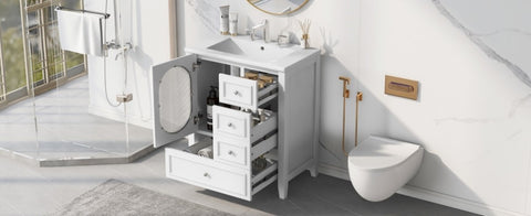 ZUN 30" Bathroom Vanity with Sink, Bathroom Vanity Cabinet with Three Drawers and Door, Solid Wood and N725P185816K