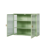 27.56"Glass Doors Modern Two-door Wall Cabinet with Featuring Three-tier Storage for Entryway Living W757119325