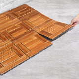 27pcs Wood Interlocking Deck Tiles 11.8"x11.8", Waterproof Flooring Tiles for Indoor and Outdoor, 87533967