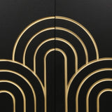 Modern Fluted Sideboard Buffet with Storage, Curve Element with Strict Lines, 4 Doors Storage W1445P256479