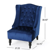 High-Back Velvet Club Chair, Upholstered Wingback Chair, Navy Blue 55038.00NVLTNBL