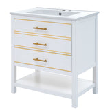 Modern 30inch Navy Blue/White Bathroom Vanity Cabinet Combo with Open
Storge, Two Drawers WF320373AAK