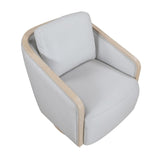 Gray Accent Chair Modern Living Room Furniture, 1pc Swivel Lounge Chair Luxury Comfort Wood Trim Arm B011P329265