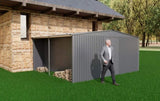 New Outdoor Storage Shed has two Functions Metal shed and Firewood Shed 11ft x13ft ,Grey 33708120