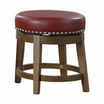 ZUN Round Swivel Stools Set of 2, Red Faux Leather 360-degree Swivel Seat Nailhead Trim Solid Wood Frame B011P201576