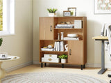 4-Tier Open Shelf Storage Cabinet with 2 Doors, 176 LBS Total Capacity for Entryway & Living 30250140