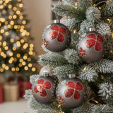4PCS Set 4.7" Christmas Glass Ball Ornaments Holiday Hanging Treeations for Party Holiday 02050476