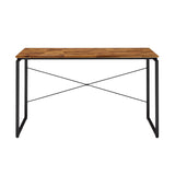Solid Wood Top Rectangular Writing Desk, Oak and Black B016P311356