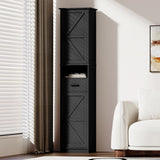 ZUN 69" H Tall Bathroom Storage Cabinet with 2 Barn Doors and 1 Drawer, Narrow Storage Unit, Adjustable W2386P207750