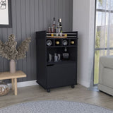 Phoenix Bar Cart with 2 Open Shelves 4 Cubbies and Cabinet B070P173181