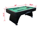 7 ft Pool Table with Black Thin Finish - Billiards Game Room Table for Adults & Family, Home, W1936P254168