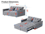Corduroy Double Sleeper Sofa With Pull-Out Bed, 2 Pillows & Side Storage Pocket 03564076
