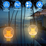 2Pcs Solar Floating Pool Lights Solar Flame Stake Lights IP67 Waterproof Outdoor Globe Ball Lights 49920595