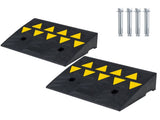 2 Pcs Heavy Duty Rubber Curb Ramp with Drain Channel & Reflective Strips for Driveway 80277658