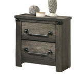 Farmhouse Rustic Gray Bedside Table Bedroom 1pc Nightstand English Front Antique Brass Color Drop B011P326198