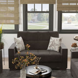 PrimeNest ZenAero Collection Upholstered Convertible Loveseat with Storage, Brown Microfiber B030P281763