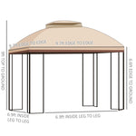 ZUN 10' x 10' Patio Gazebo with Corner Shelves, Double Roof Outdoor Gazebo Canopy Shelter with Removable W2225142540