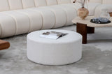 Round Coffee Table, Boucle Upholstered End Table, Functions as Side Table, Ottoman, and Seat for W2998P235141