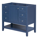 ZUN 36" Bathroom Vanity without Sink, Cabinet Base Only, One Cabinet and three Drawers, Blue WF306244AAC