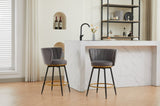 Countereight Bar Stools Set of 2, 360&deg Swivel Upholstered Barstools with Backs and Metal Legs, 26" W2725P237551