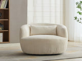34.25 "Wide Upholstered Corduroy 360&deg Swivel Barrel Soft Accent Chair with Pillow, Circular W3118P253970