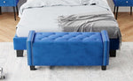 ZUN Upholstered Velvet Storage Bench for Bedroom, End of Bed Bench with Rivet Design, Tufted Foot Rest 41340779