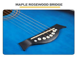 38 Inch Acoustic Guitar for Beginners, JF Body Shape, Basswood Folk Guitar in Fade Blue Finish, 76700625