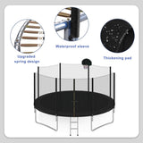 ZUN 14FT Trampoline for Kids with Safety Enclosure Net, Basketball Hoop and Ladder, Easy Assembly Round 60865523