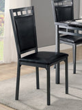 Black Finish 5pc Dinette Set Faux Marble Top Table and 4x Side Chairs Faux Leather Upholstered Metal B01177677