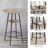 ZUN Round bar stool set with shelf, upholstered stool with backrest Grey, 23.62'' W x 23.62'' D x W1162101846