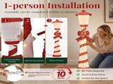 5FT Red & White Lighthouse with 110 Warm White LEDs, Fabric-Covered Christmas Light Decor, US Plug 17597569
