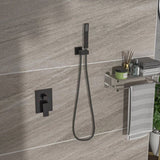 Dual Shower Head - 16 Inch Ceiling Mount Square Shower System with Rough-in Valve, Oil Rubber Bronze W124357674