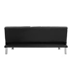 ZUN Sofa Bed with Armrest two holders WOOD FRAME, STAINLESS LEG, FUTON BLACK PVC W2297P247486