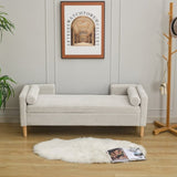 65.35"Wide Corduroy Storage Soft Bench with Armrests, Backrest and Two bolster Pillows for Living W3118P254211