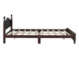 Queen Size Wood Platform Bed Frame,Retro Style Platform Bed with Wooden Slat Support,Dark Walnut WF308185AAD