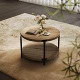 Modern minimalist style circular Bohemian table, 31.4''natural circular wooden double-layer W1727P251175
