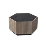 ZUN Rural Style Garden Retro Living Room Coffee Table with 2 drawers, Textured Black + Warm Oak 96662391