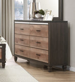 ZUN Modern Rustic Style 1pc Dresser of 6x Drawers 2-Tone Finish Wooden Bedroom Furniture B011P208175