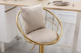 Off-White velvet bar chair, pure gold plated, unique design,360 degree rotation, adjustable W117064133