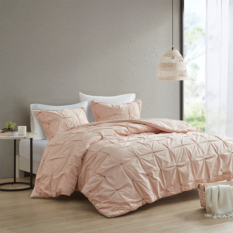 ZUN 3 Piece Elastic Embroidered Cotton Duvet Cover Set B03596463