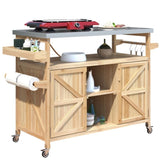 Outdoor Kitchen Island, Rolling Bar Cart & Storage Cabinet, Farmhouse Solid Wood Outdoor Grill Table 68264633